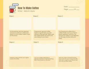 Free  Template: Yellow how to make coffee storyboard