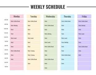 Rainbow Weekly Schedule