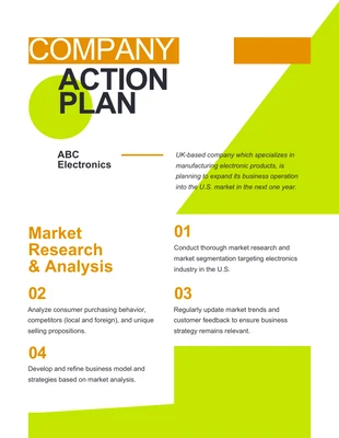 Free  Template: Einfacher Aktionsplan für grüne und orange Unternehmen