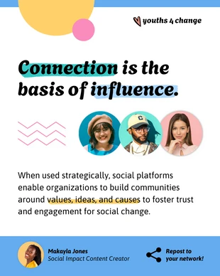 Free  Template: Colorful Social Impact Marketing LinkedIn Post Template