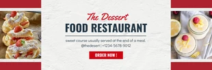 Free  Template: Bandeira de sobremesa de comida de textura minimalista branca e vermelha