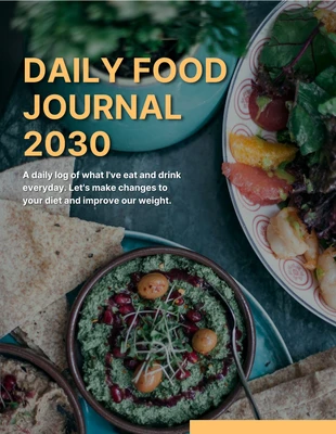 premium  Template: Einfaches Foto-Klassiker-Buchcover für das Daily Food Journal