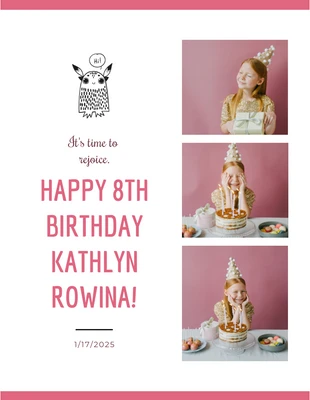 premium  Template: White And Pink Simple Birthday Collages