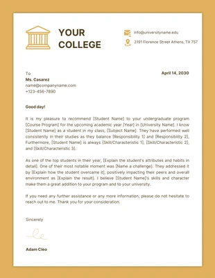 Free  Template: Gold And White Minimalist Professional College Letterhead