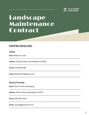 Free  Template: Landscape Maintenance Contract Template