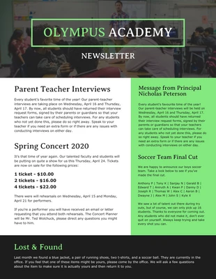 Free  Template: Green and Black Academy Newsletter