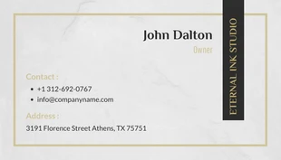 Gold Frame And Strip Minimalist Modern Tattoo Business Card - page 2