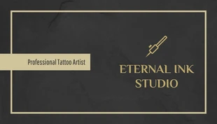 Free  Template: Gold Frame And Strip Minimalist Modern Tattoo Business Card