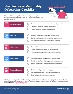 business interactive Template: New Employee Mentor Onboarding Work Checklist