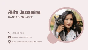 Pink Simple Cute Illustration Cat Cafe Business Card - Página 2