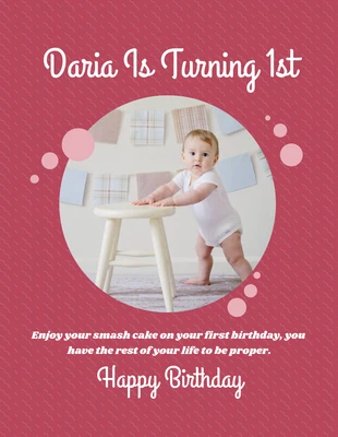 Free  Template: Dunkelrosa Happy Birthday Flyer