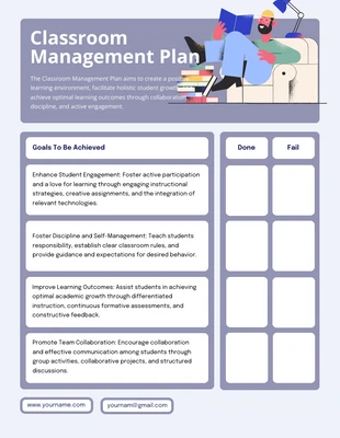 Free  Template: Purple And White Minimalist Classroom Management Plan