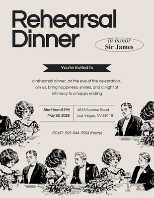 Free  Template: Vintage Pastell illustrierte Probe-Dinner-Einladung