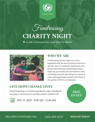 Free  Template: Flyer de collecte de fonds pour une soirée de bienfaisance Gratuit