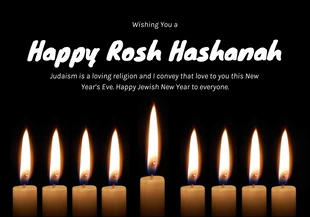 Free  Template: بطاقة Happy Rosh Hashanah ذات الحد الأدنى باللون الأسود