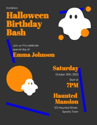 Free  Template: Invitación de cumpleaños de Halloween de color naranja oscuro