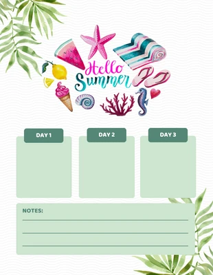 Free  Template: White Modern Aesthetic Hello Summer Schedule Template