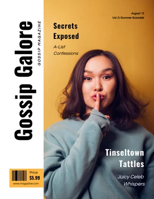 Free  Template: Simple Blue Yellow Gossip Magazine Cover