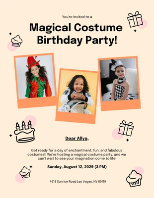Free  Template: Orange And Pink Costume Party Invitation