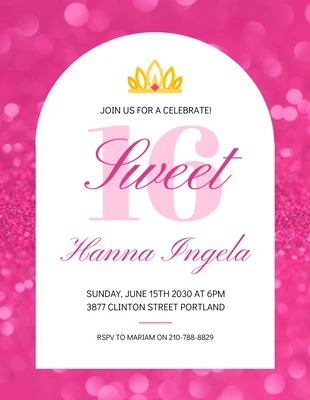 Free  Template: Invitation Parties scintillant moderne rose Sweet 16 anniversaire