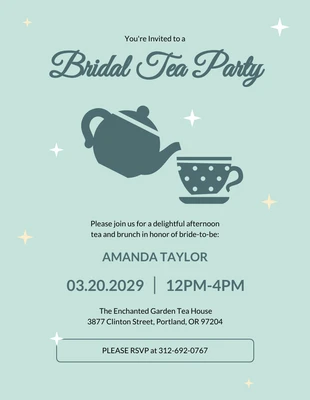 Free  Template: Mint Minimalist Elegant Bridal Tea Invitation