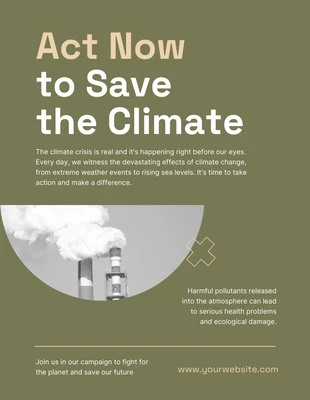 Free  Template: Pôster minimalista de conscientização sobre mudanças climáticas da Green Sage