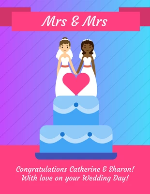 Free  Template: Mrs and Mrs Same Sex Wedding Card