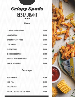 Free  Template: White And Black Simple Restaurant Lunch Menu