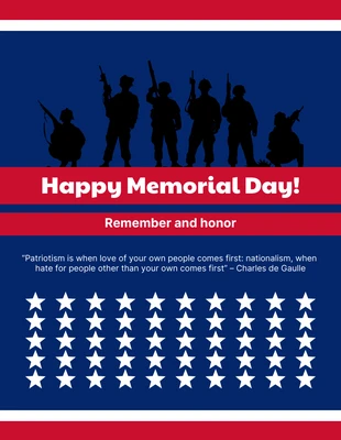 Free  Template: Red and Blue Memorial Day Poster