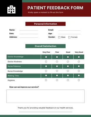 Free  Template: Simple Clean Burgundy and Green Feedback Forms