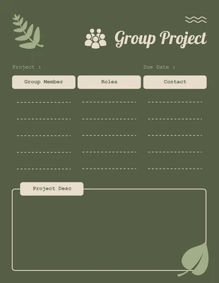 Free  Template: Modèle d'emploi du temps de l'étudiant pour un projet de groupe Minimaliste vert