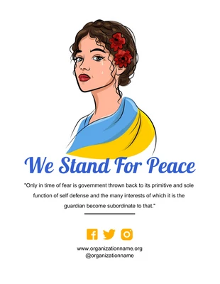 Free  Template: Cartel Anti Guerra De Ilustración Simple Blanco