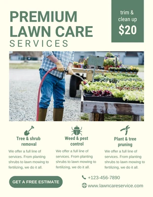 Free  Template: Light Yellow Lawn Mowing Flyer