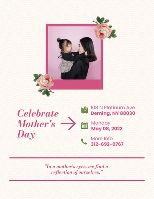 Free  Template: Flyer simple pour la fête des mères, crème et rose