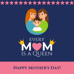 Free  Template: Dark Blue Mother's Day Instagram Post