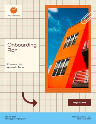 Free  Template: Orange And Blue Stripes Onboarding Plan
