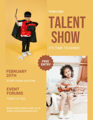 Free  Template: Yellow Minimalist Talent Show Flyer