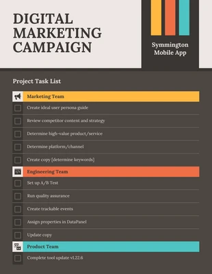 premium  Template: Contrast Digital Marketing Project Work Checklist