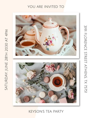Free  Template: White And Beige Modern Simple Minimalist Luxury Tea Party Invitation