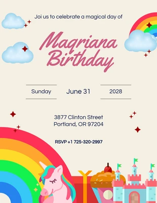 Free  Template: Cream Rainbow Invitation
