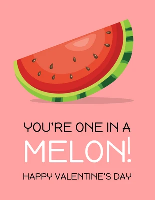 Free  Template: Melon Valentine's Day Card