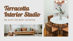Free  Template: Tarjeta De Visita Estudio de diseño de interiores estético minimalista gris claro y marrón
