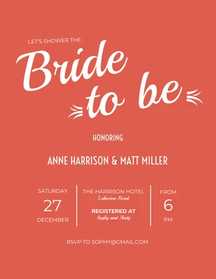Free  Template: Einladung für die Braut