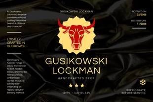 Free  Template: Rótulo de cerveja com textura de luxo preto