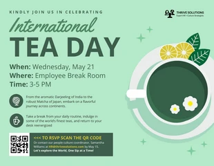 premium  Template: Convite para Festa Internacional de Degustação de Chá no Local de Trabalho