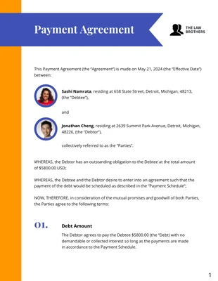 Simple Payment Agreement
