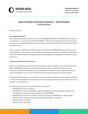 business  Template: Business Letter of Intent Letterhead