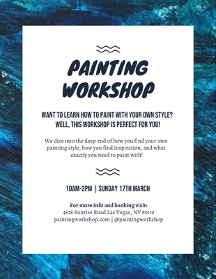 Free  Template: Blue Modern Texture Painting Workshop Flyer