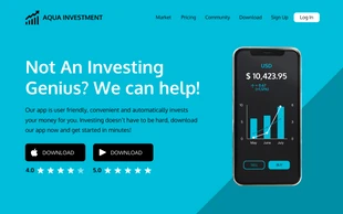premium  Template: Pagina di atterraggio dell'app per gli investimenti