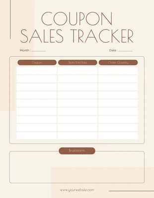Free  Template: Beige Modern Coupon Sales Tracker Template